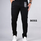 Calça Boss de Sarja Chino Stretch Slim Fit - Preta
