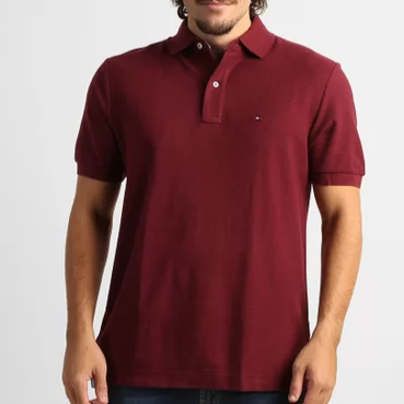 Camisa Gola Polo Tommy Hilfiger Masculina Coupe Sur Ivy - Marsala