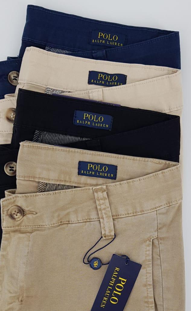 Calça Ralph Lauren de Sarja Chino Stretch Slim Fit - Areia