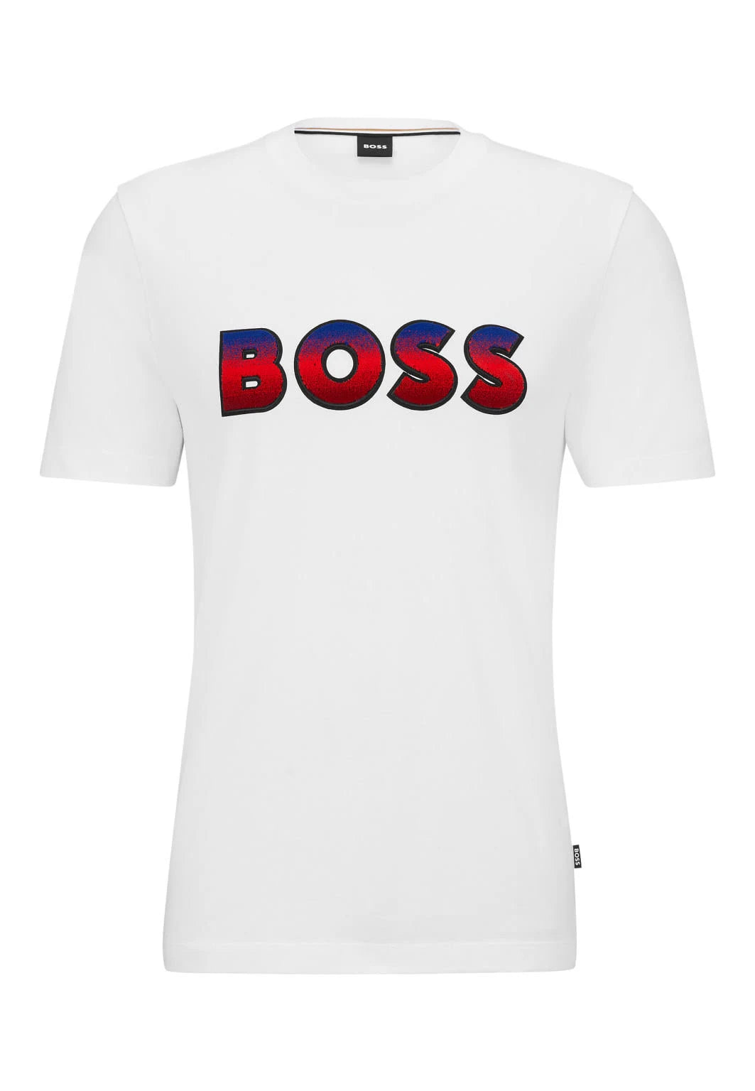 Camiseta Hugo Boss Regular Fit Logo Azul Branca