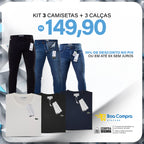 Kit 3 Camisetas e 3 Calças Jeans Lacoste